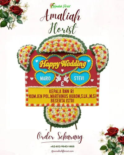 Karangan Papan Bunga Pernikahan di Karedok